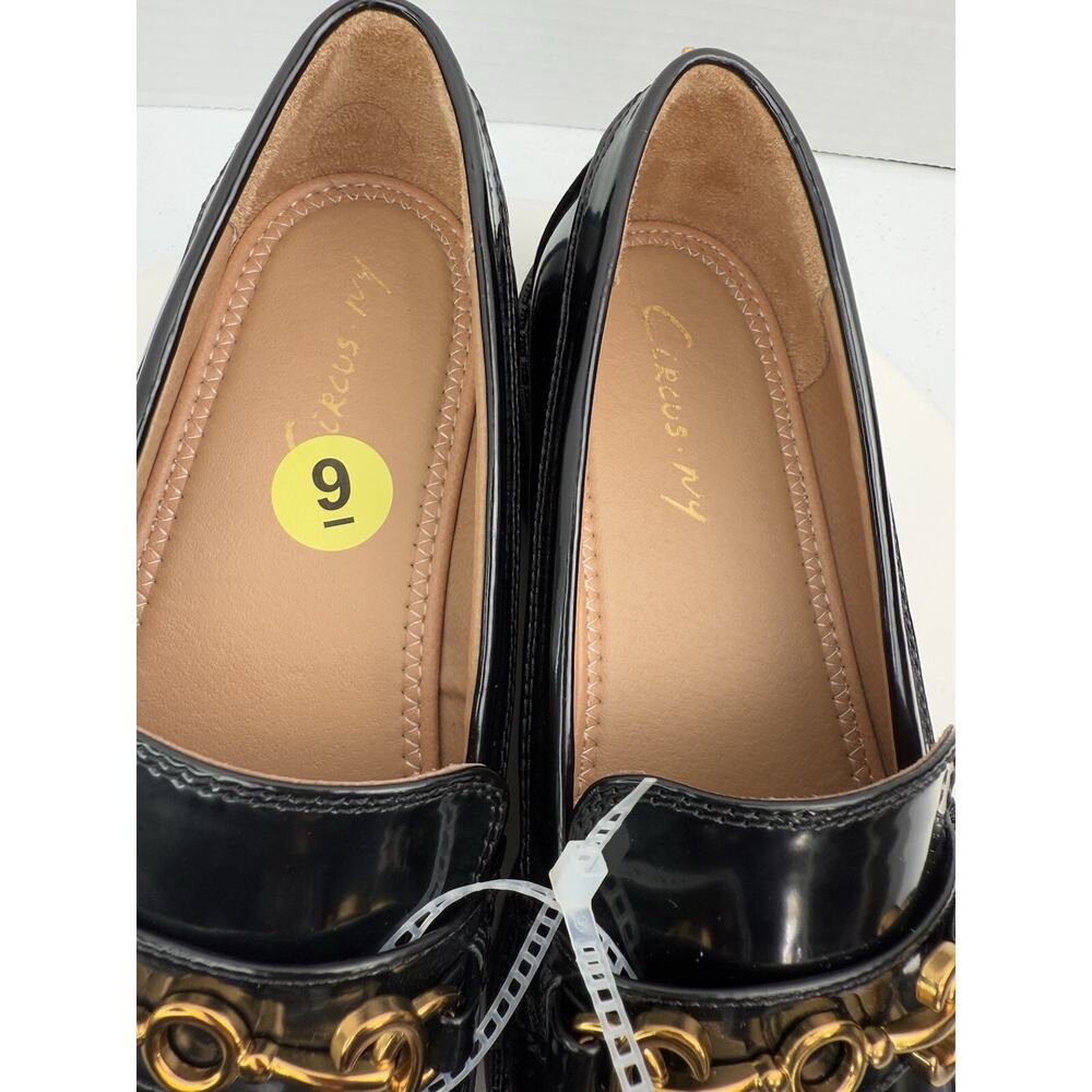 Circus by Sam Edelman Black Patent Loafers with Gold Chain - Picture 8 of 12